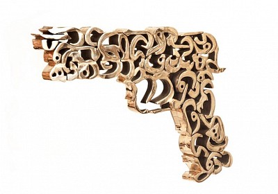 Farnaz Rabiejah, The Golden Gun, 2012, Bronze, 26.5 x 36 x 3.5 cm