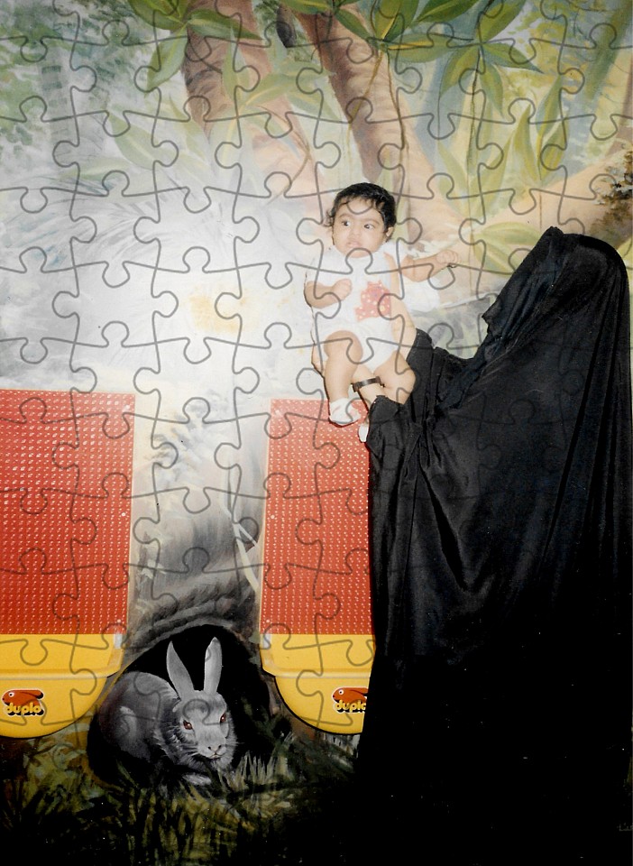 <p><span class="viewer-caption-artist">Sarah Abu Abdallah</span></p>
<p><span class="viewer-caption-title"><i>The Artist Being Held By Her Mother from the series Sanabises</i></span>, <span class="viewer-caption-year">2017</span></p>
<p><span class="viewer-caption-media">Puzzle pieces (2mm cardboard and with a glossy coated image surface)</span></p>
<p><span class="viewer-caption-inventory">SAA0025</span></p>
<p><span class="viewer-caption-aux"></span></p>